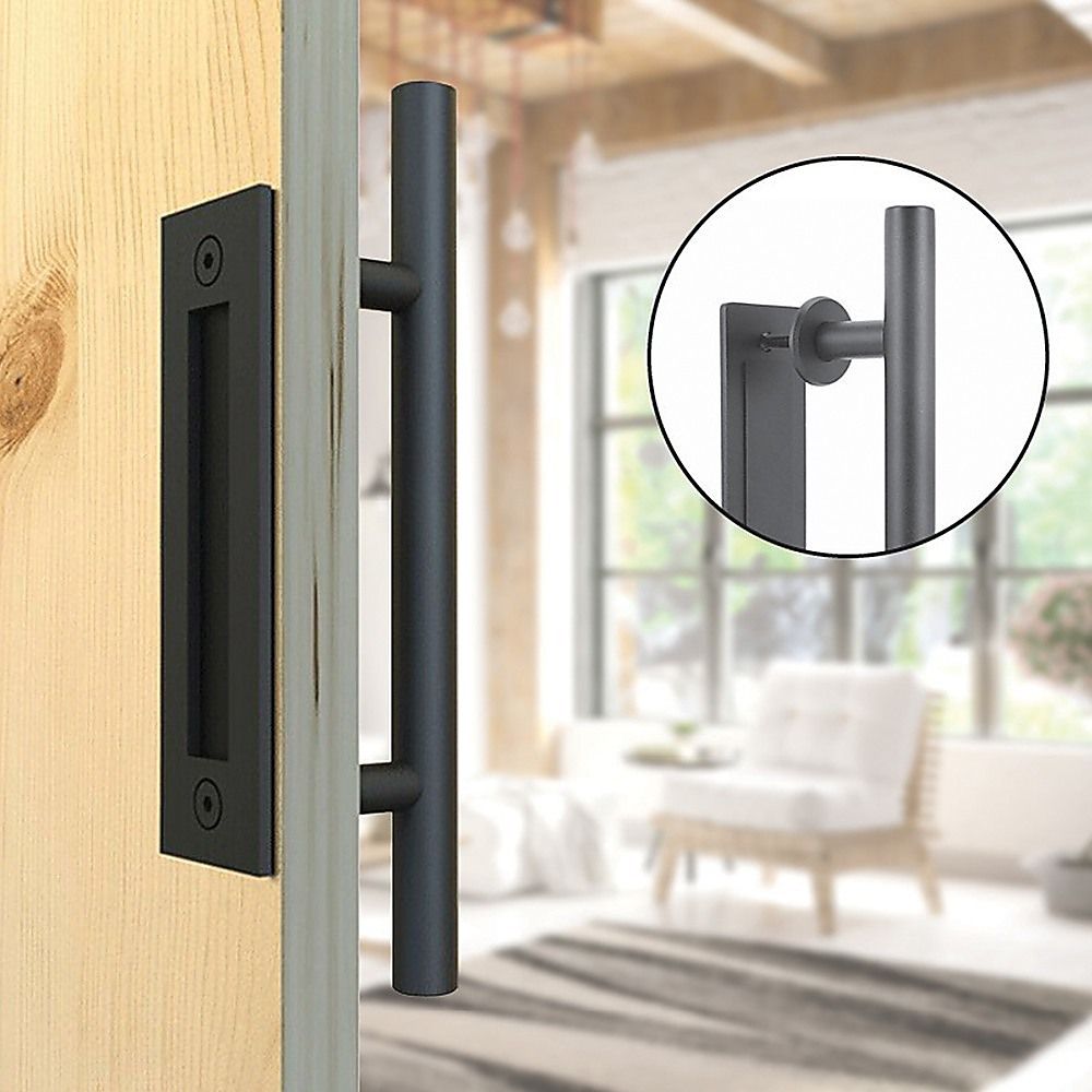 Carbon Steel Door Handle & Flush Pull for Wood Door or Gate - 12" Hardware