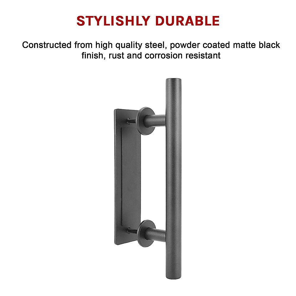 Carbon Steel Door Handle & Flush Pull for Wood Door or Gate - 12" Hardware