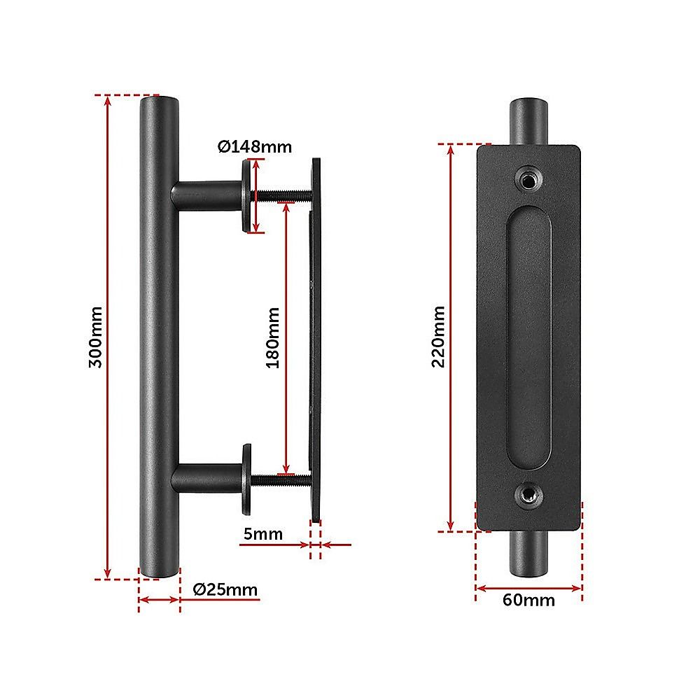 Carbon Steel Door Handle & Flush Pull for Wood Door or Gate - 12" Hardware