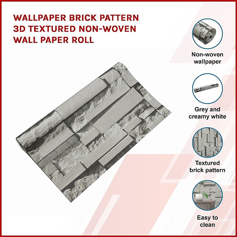 Wallpaper Brick Pattern 3D Textured Non-Woven Wall Paper Roll
