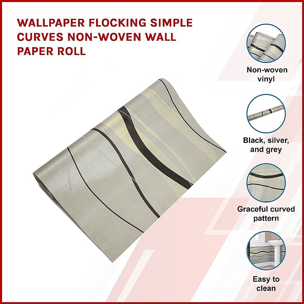 Wallpaper Flocking Simple Curves Non-Woven Wall Paper Roll