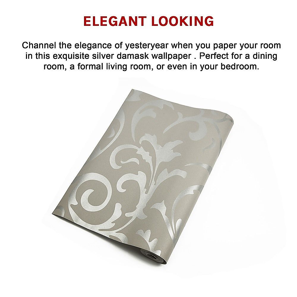Wallpaper Silver Flower Pattern Non-Woven Wall Paper Roll