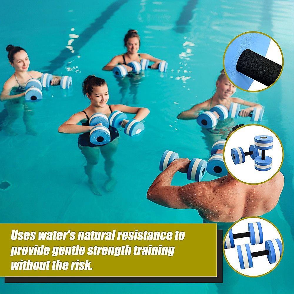 Water Aerobics Dumbbell Set of 2 EVA Aquatic Barbell for Aqua Fitness