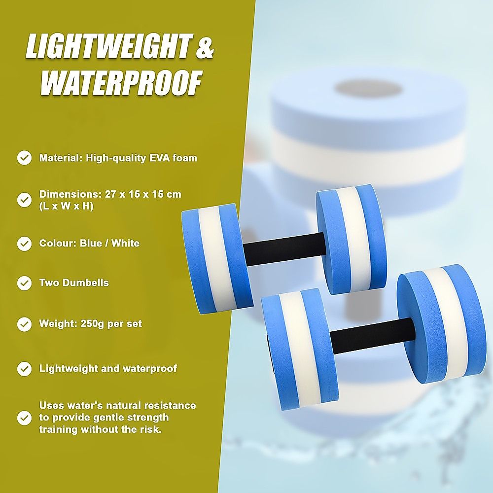 Water Aerobics Dumbbell Set of 2 EVA Aquatic Barbell for Aqua Fitness