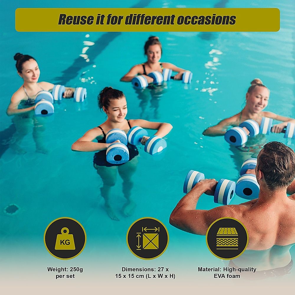Water Aerobics Dumbbell Set of 2 EVA Aquatic Barbell for Aqua Fitness