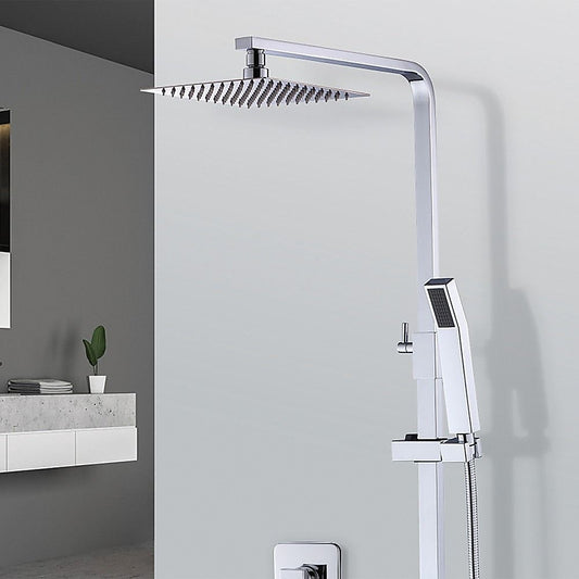 WELS 8" Rain Shower Head Set Square Dual Heads Faucet High Pressure Handheld