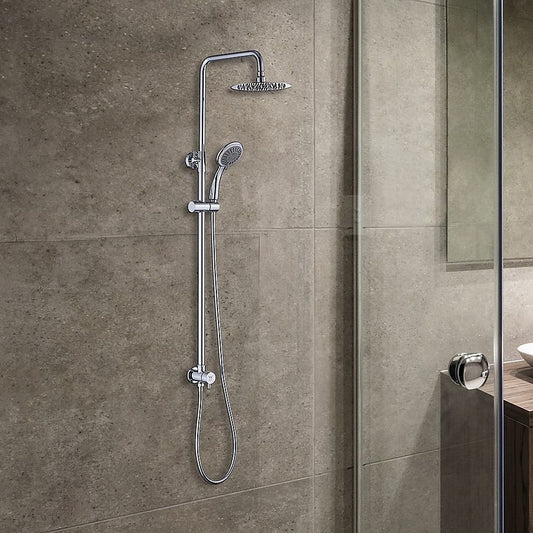 WELS 8" Rain Shower Head Set Rounded Dual Heads Faucet High Pressure Handheld