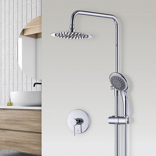 WELS 8" Rain Shower Head Set Rounded Dual Heads Faucet High Pressure with Mixer
