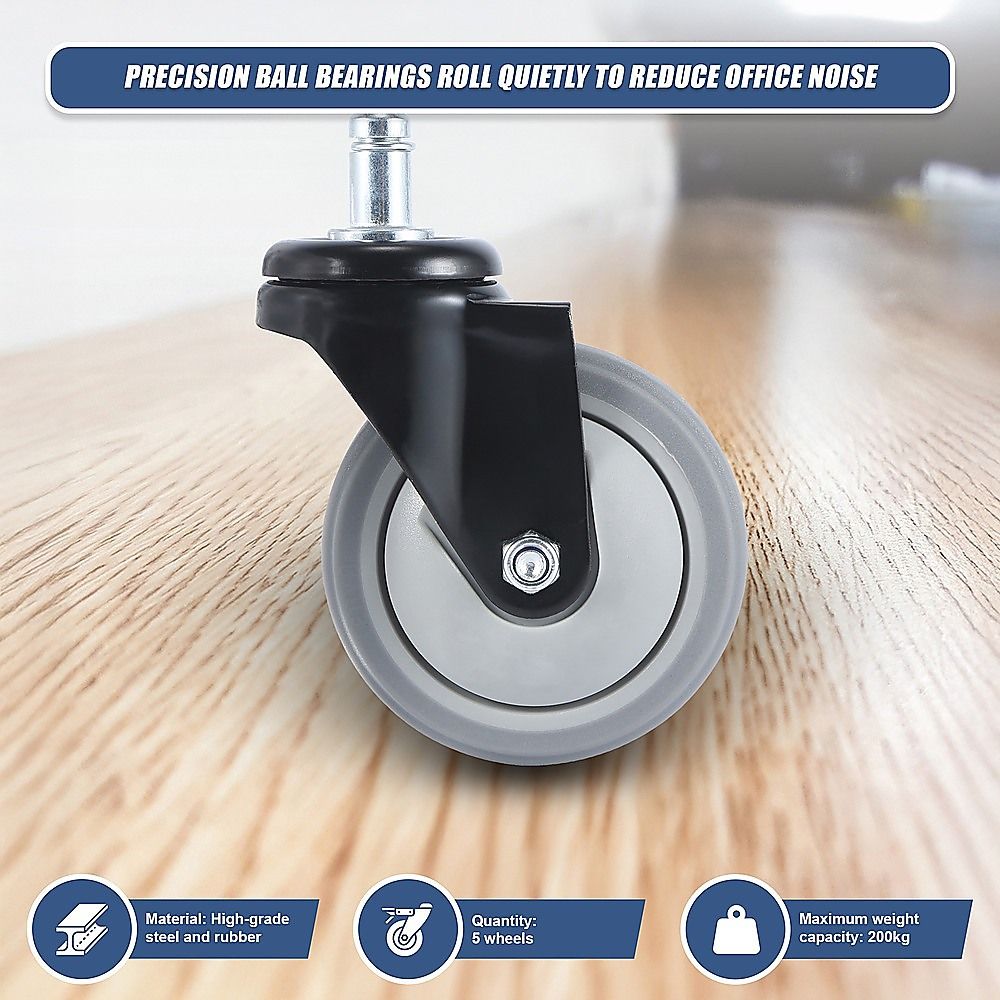 Office Chair Caster Wheels Set of 5 - Heavy Duty & Safe for All Floors with Universal Fit