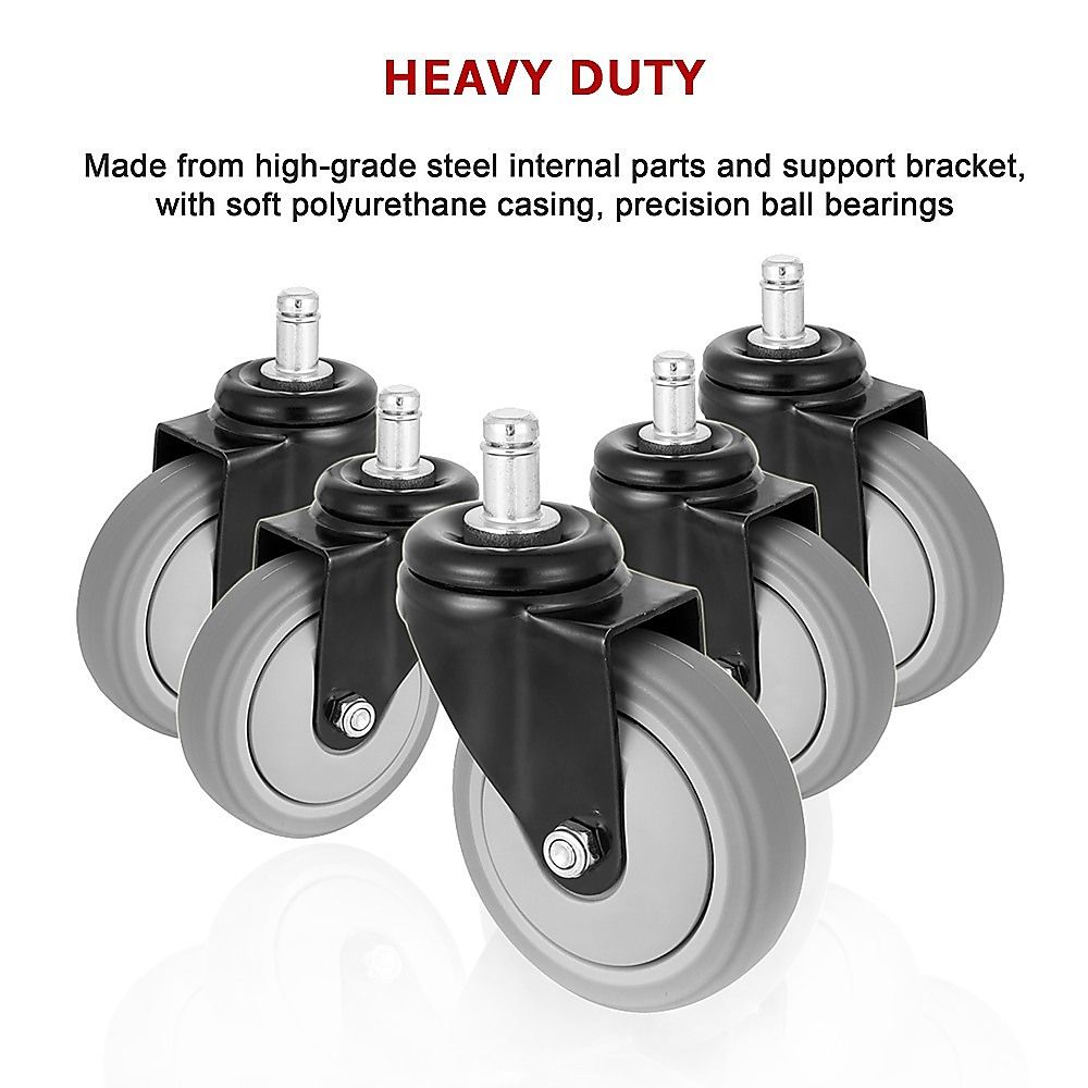 Office Chair Caster Wheels Set of 5 - Heavy Duty & Safe for All Floors with Universal Fit
