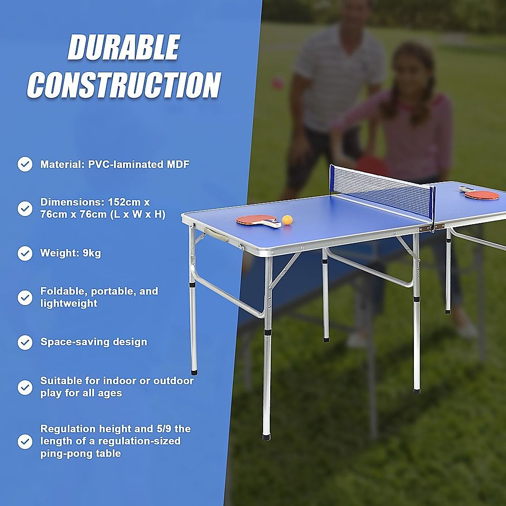 Portable Tennis Table 152cm Folding Ping Pong Table Game Set