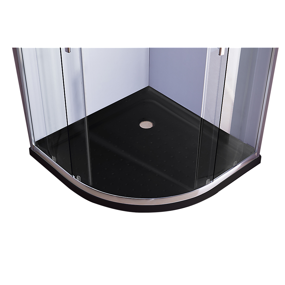 Shower Screen 100x100CM Chrome Rounded Sliding 6mm Curved with Black Base