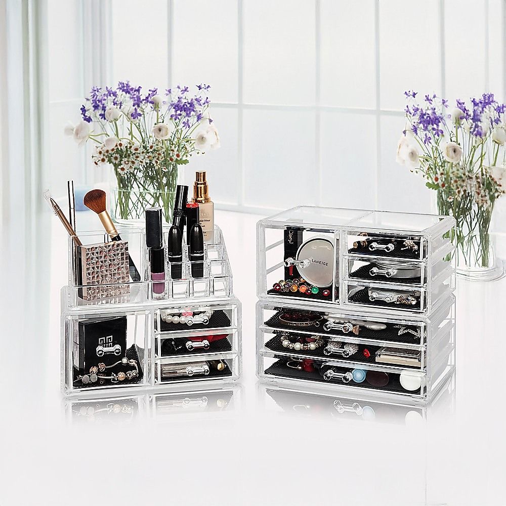 Cosmetic Organizer 11 Drawers Clear Acrylic Tower for Jewelry Luxury Storage Cabinet