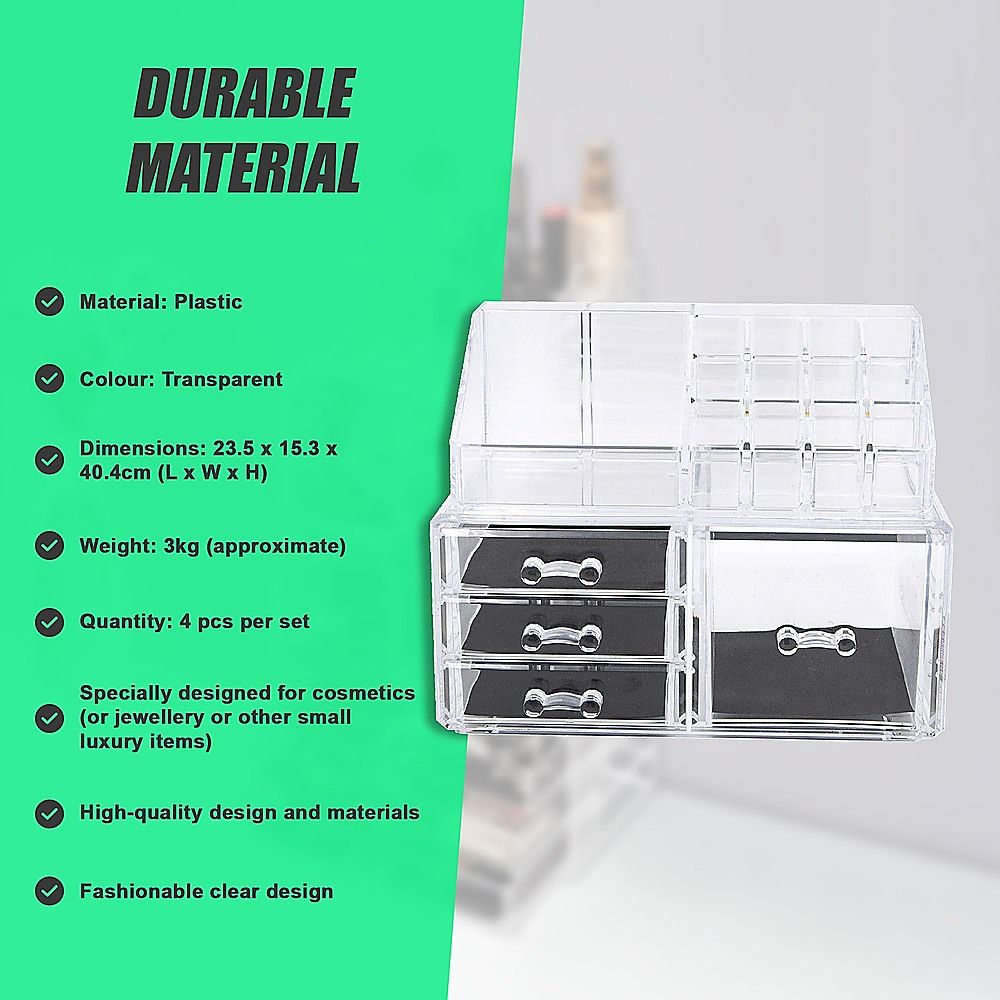 Cosmetic Organizer 11 Drawers Clear Acrylic Tower for Jewelry Luxury Storage Cabinet