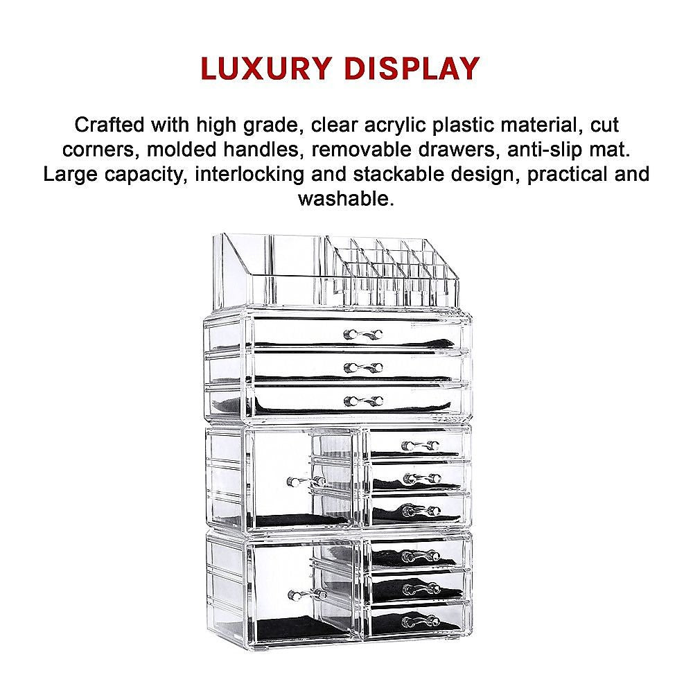 Cosmetic Organizer 11 Drawers Clear Acrylic Tower for Jewelry Luxury Storage Cabinet