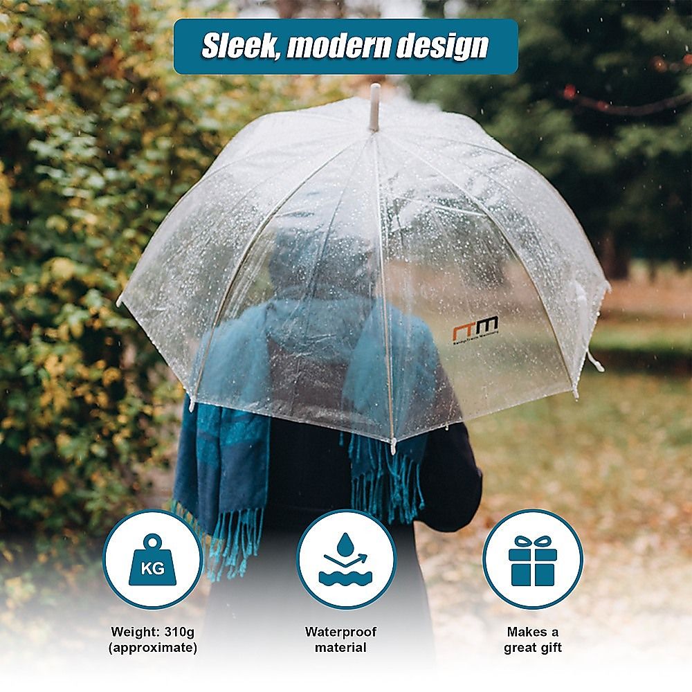 Clear Transparent Rain Walking Umbrella Parasol 5x PVC Dome Wedding Party Favor