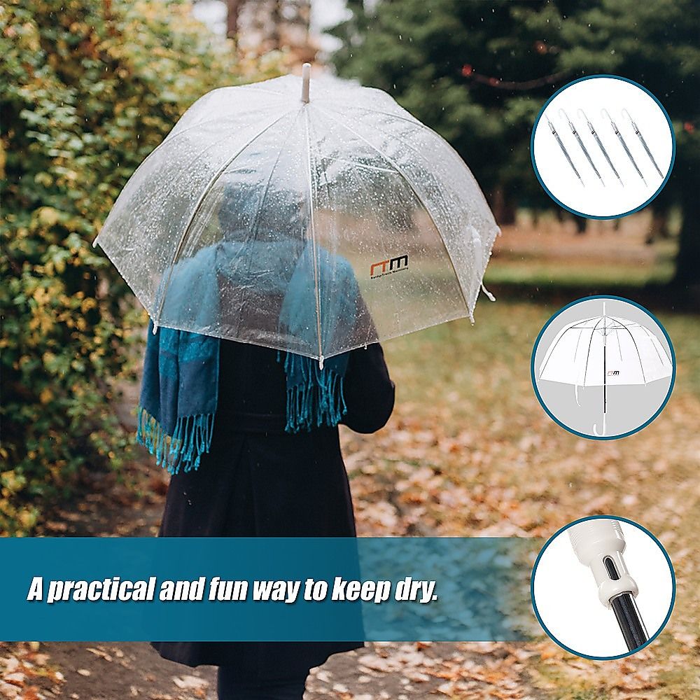 Clear Transparent Rain Walking Umbrella Parasol 5x PVC Dome Wedding Party Favor