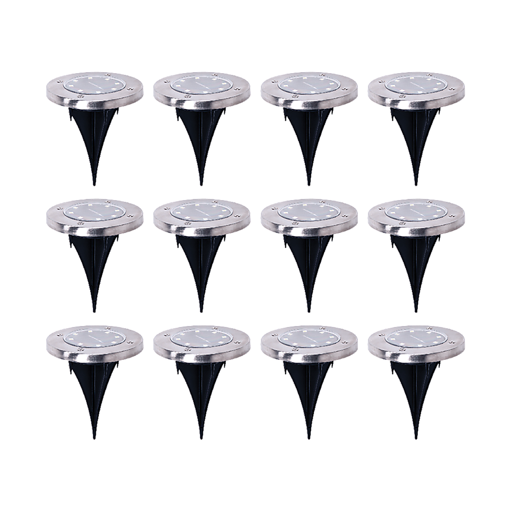 Solar Powered LED Inground Buried Recessed Lights 12x for Garden, Outdoor, Deck Path