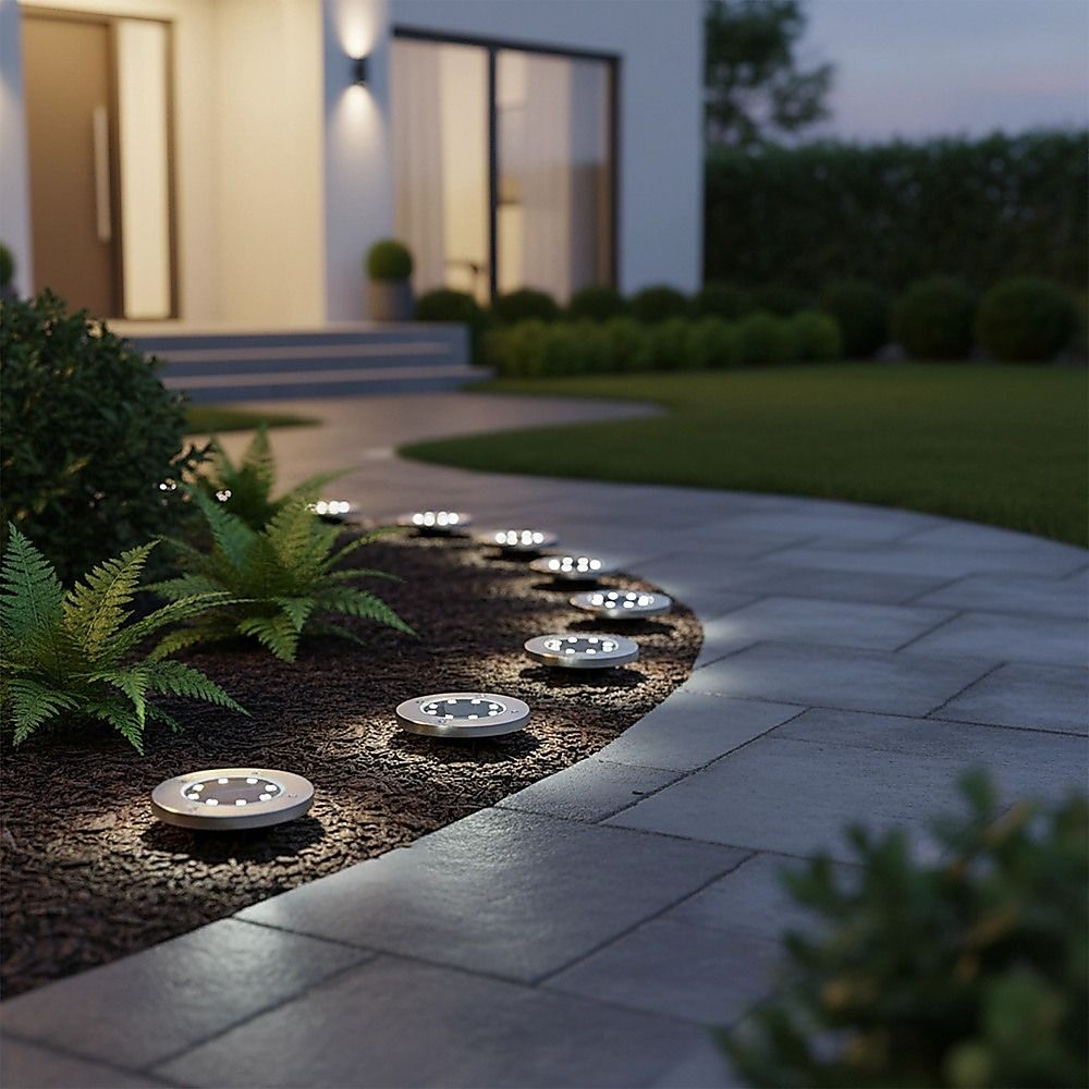 Solar Powered LED Inground Buried Recessed Lights 12x for Garden, Outdoor, Deck Path