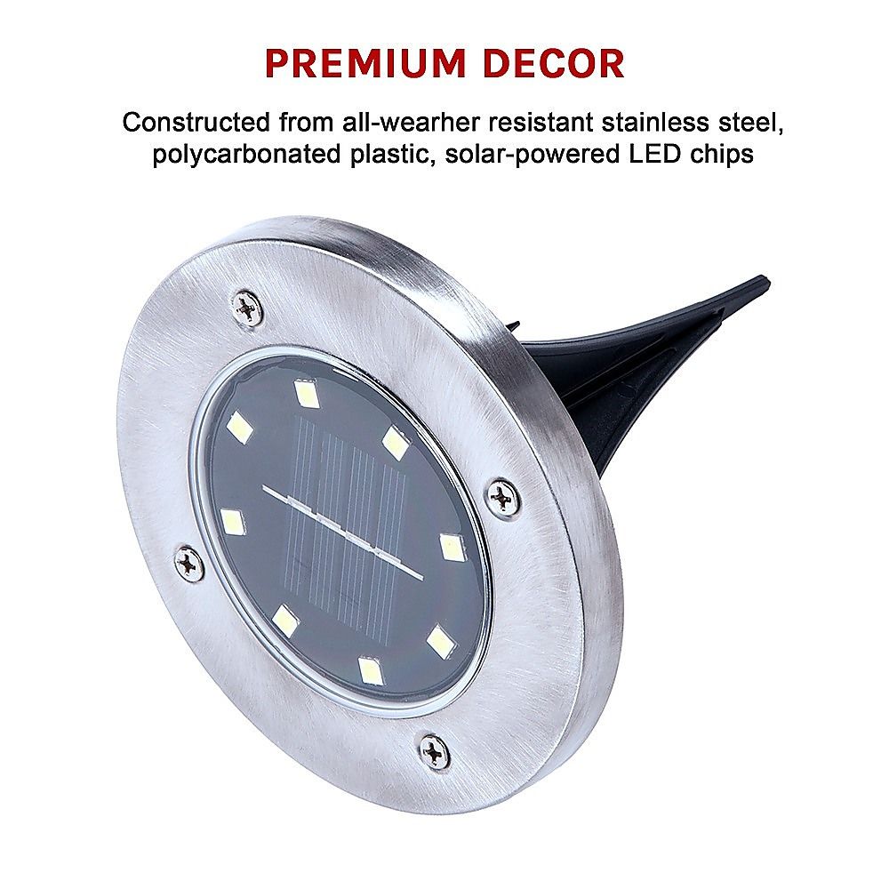 Solar Powered LED Inground Buried Recessed Lights 12x for Garden, Outdoor, Deck Path