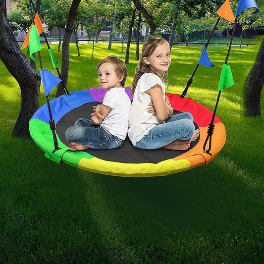 Tree Swing 1m Multi-Color Rainbow Round Mat Saucer Swing for Kids Indoor/Outdoor