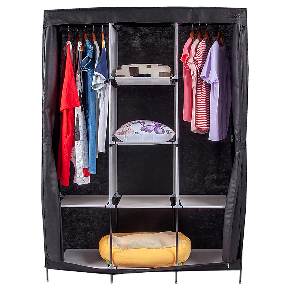Portable Clothes Closet Large Canvas Wardrobe Storage Organizer with Shelves