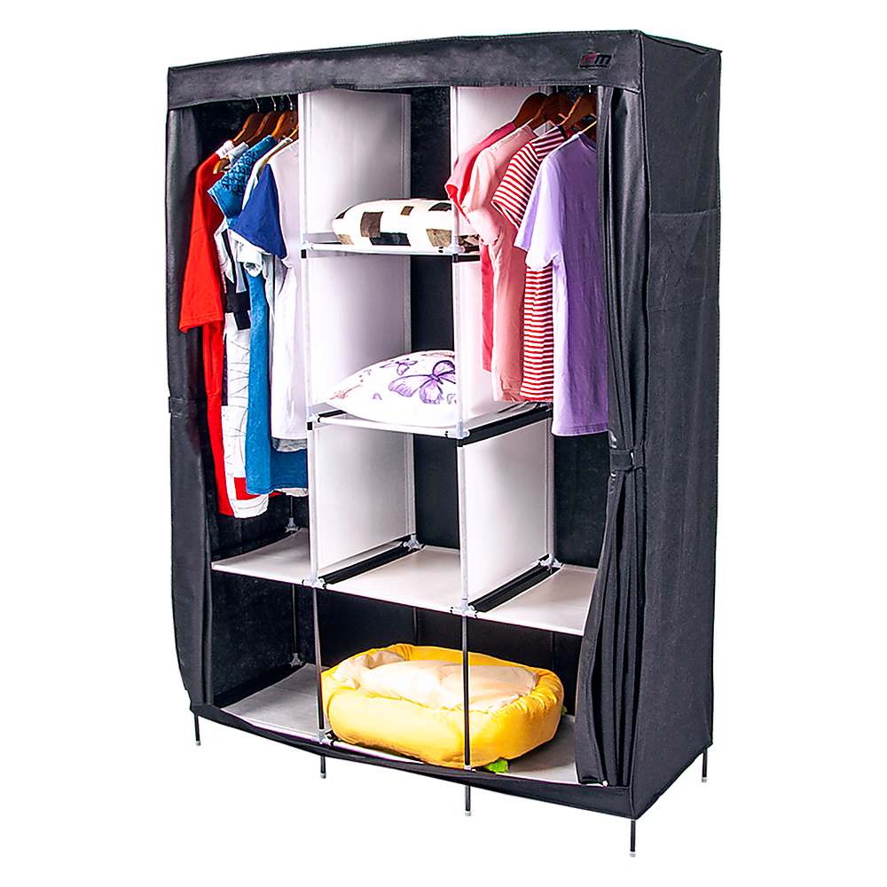 Portable Clothes Closet Large Canvas Wardrobe Storage Organizer with Shelves