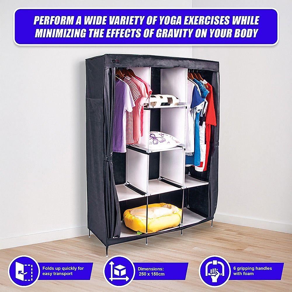 Portable Clothes Closet Large Canvas Wardrobe Storage Organizer with Shelves