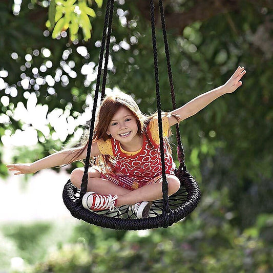 Kids Rope Swing Round Outdoor Birds Crows Nest Spider Web Seat - 65cm