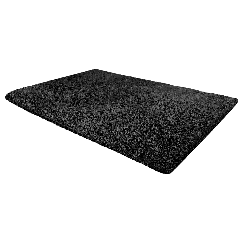 Large Shaggy Floor Rug 200x140cm for Bedroom & Living Room - Black