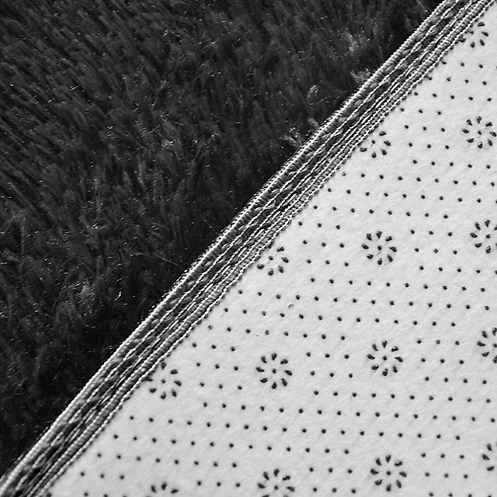 Large Shaggy Floor Rug 200x140cm for Bedroom & Living Room - Black