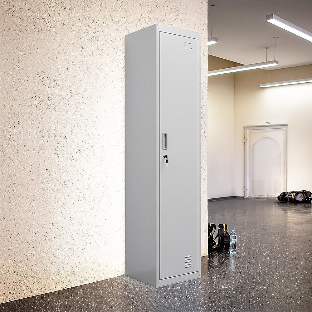 Office Gym Shed Clothing Locker Cabinet One-Door Standard Lock - Grey