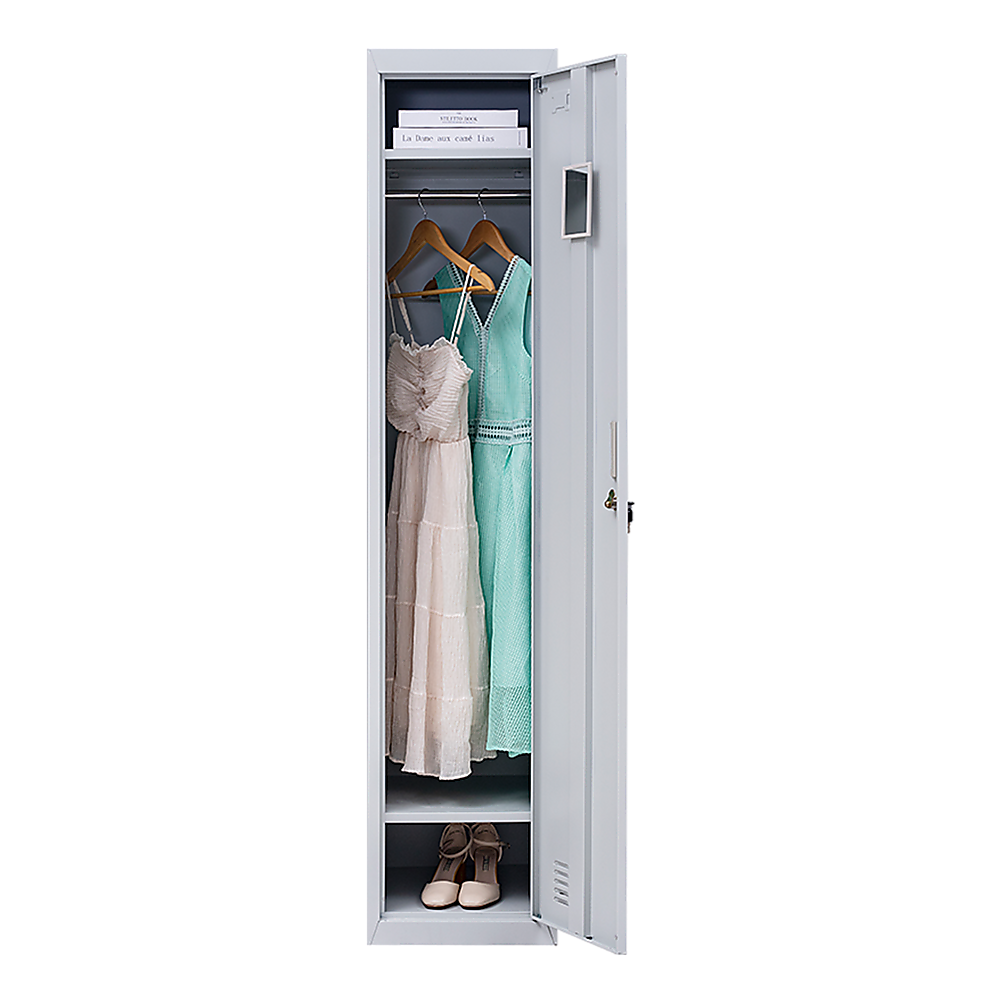 Office Gym Shed Clothing Locker Cabinet One-Door Standard Lock - Grey