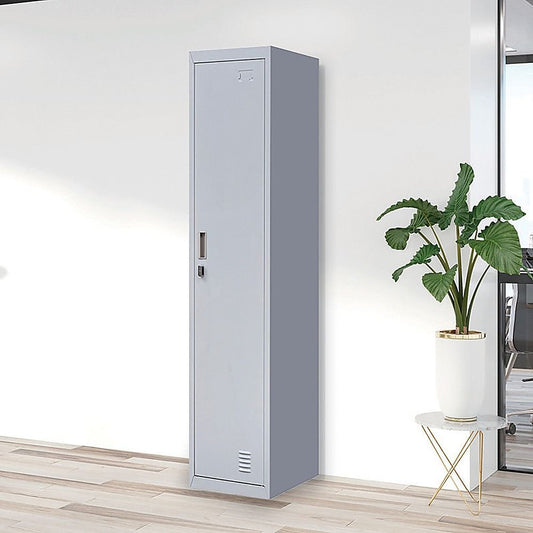 Clothing Locker Cabinet Padlock Operated One-Door Office Gym Shed - Grey