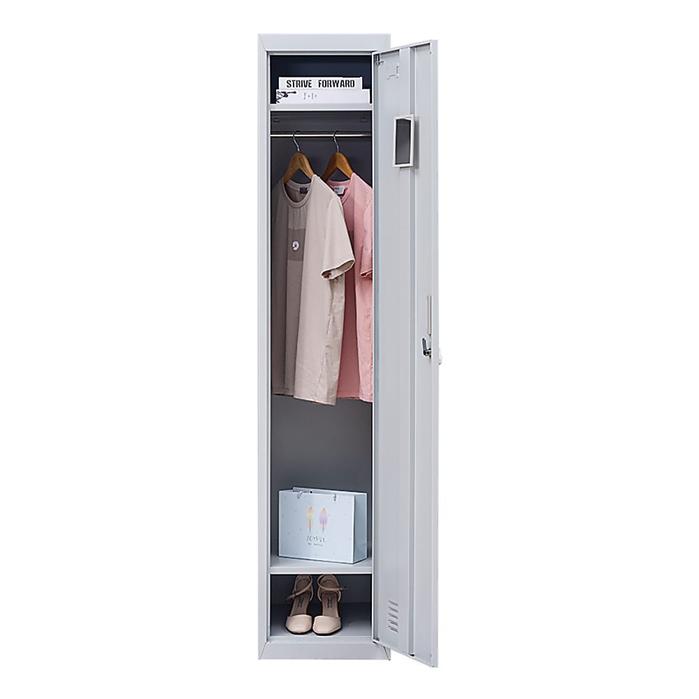 Clothing Locker Cabinet 3-Digit Combination Lock One-Door Office Gym Shed - Grey