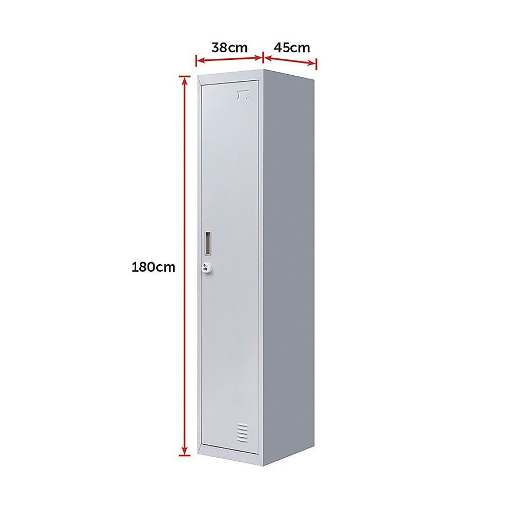 Clothing Locker Cabinet 3-Digit Combination Lock One-Door Office Gym Shed - Grey