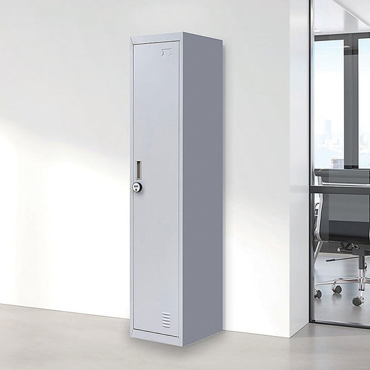 Clothing Locker Cabinet 4-Digit Combination Lock One-Door Office Gym Shed - Grey