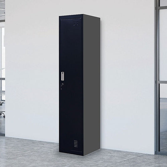 Clothing Locker Cabinet Standard Lock One-Door Office Gym Shed - Black
