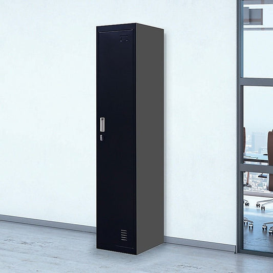 Clothing Locker Cabinet Padlock Operated One-Door Office Gym Shed - Black
