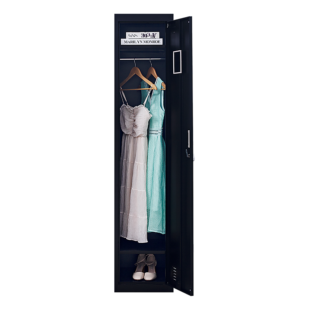 Clothing Locker Cabinet 3-Digit Combination Lock One-Door Office Gym Shed - Black
