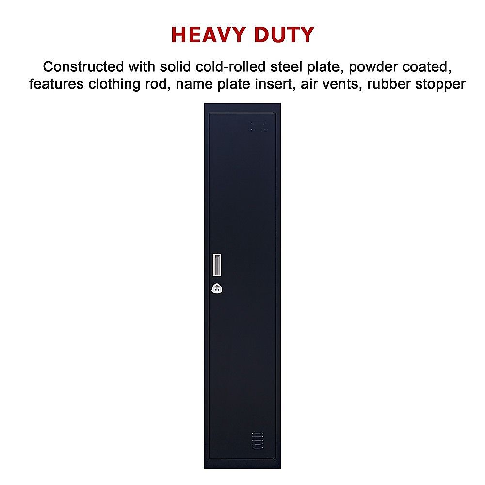 Clothing Locker Cabinet 3-Digit Combination Lock One-Door Office Gym Shed - Black