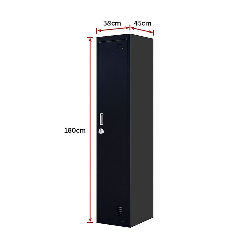 Clothing Locker Cabinet 3-Digit Combination Lock One-Door Office Gym Shed - Black
