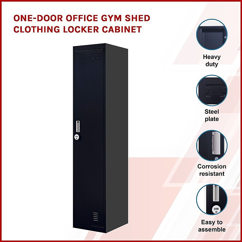 Clothing Locker Cabinet 4-Digit Combination Lock One-Door Office Gym Shed - Black