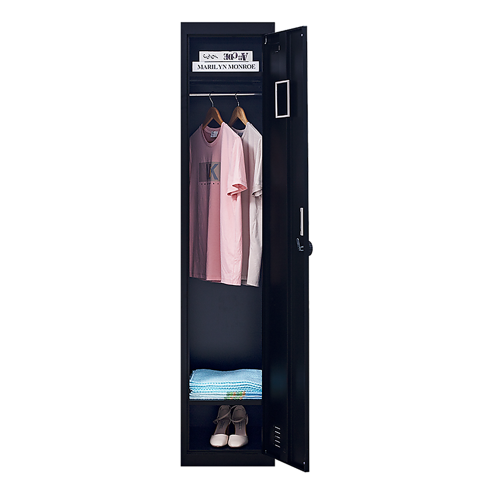 Clothing Locker Cabinet 4-Digit Combination Lock One-Door Office Gym Shed - Black