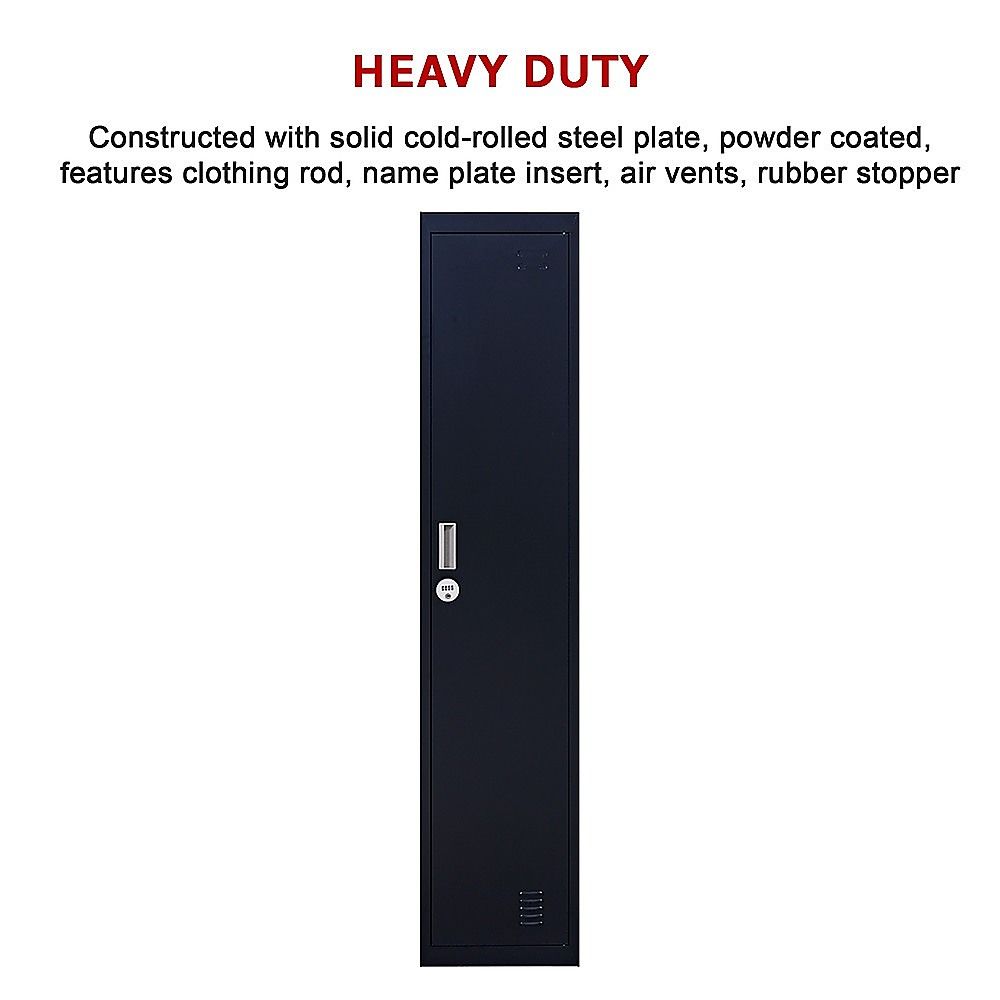 Clothing Locker Cabinet 4-Digit Combination Lock One-Door Office Gym Shed - Black