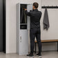 Padlock-Operated Lock 2-Door Vertical Locker for Office Gym Shed School Storage - Grey