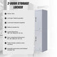 Padlock-Operated Lock 2-Door Vertical Locker for Office Gym Shed School Storage - Grey
