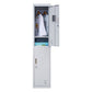 Padlock-Operated Lock 2-Door Vertical Locker for Office Gym Shed School Storage - Grey