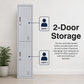 Padlock-Operated Lock 2-Door Vertical Locker for Office Gym Shed School Storage - Grey