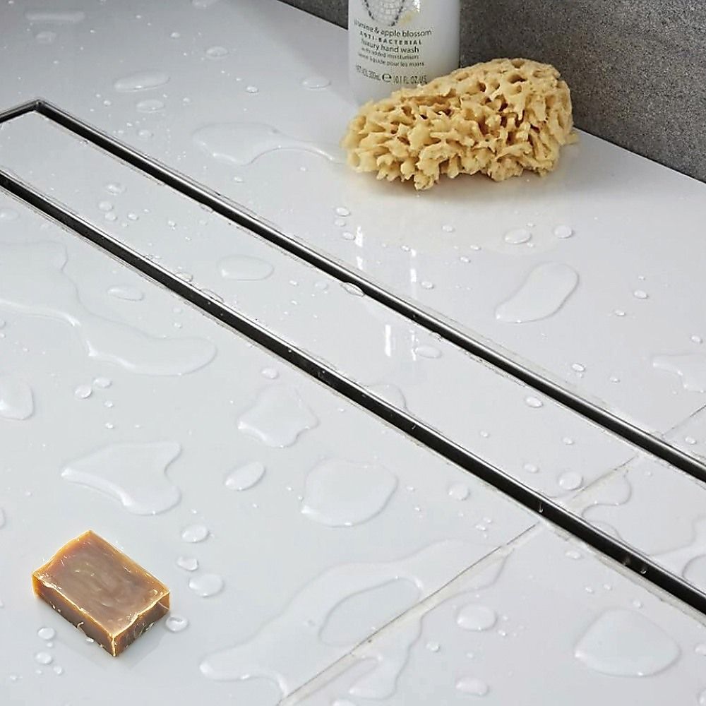 Tile Insert Bathroom Shower Stainless Steel Grate Drain 900mm with Centre Outlet Floor Waste